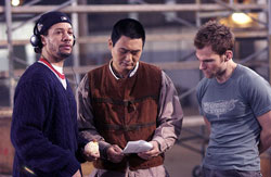 Paul Hunter, Chow Yun-Fat , Seann William sul set de Il Monaco